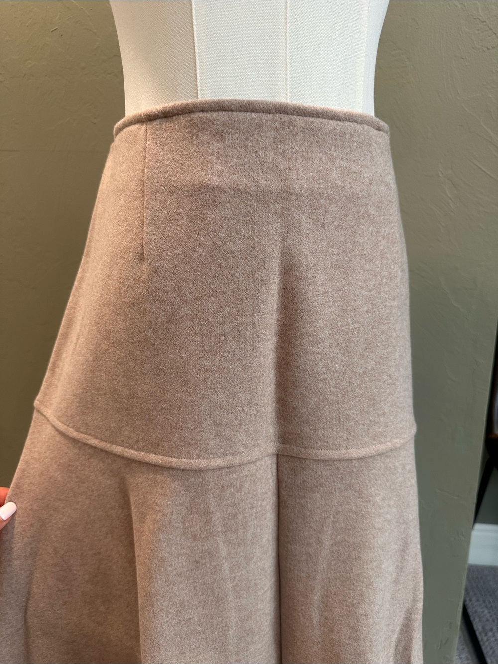 OGL Oatmeal Maxi A-Line Wool-Blend Skirt - Picture 3 of 11